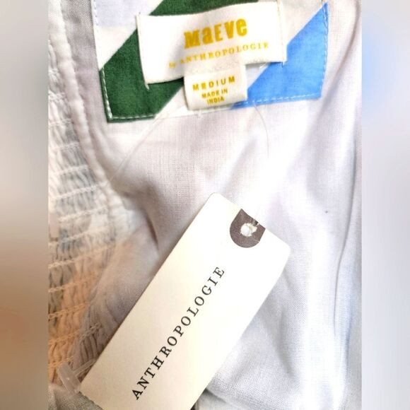 Maeve Anthropologie Halter Midi Sundress Striped Neutral Mot Size M - Picture 10 of 11